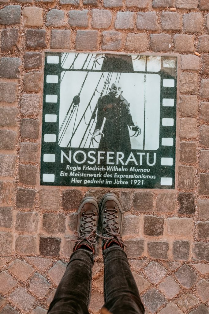 Hinweisschild über den Nosferatu-Film der 1921 in Wismar gedreht wurde